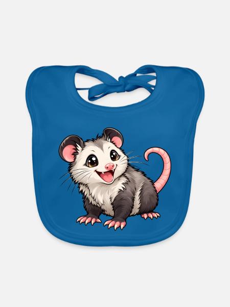 Kawaii Opossum – Süßer Beutelratten-Charme - Baby Bio-Lätzchen - Pfauenblau - Vorne