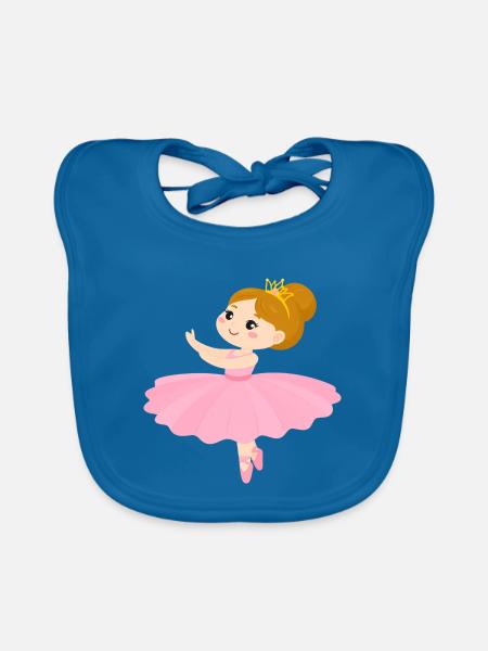 Kleine Comic Ballerina Rosa Tutu Tanzen T-Shirt - Baby Bio-Lätzchen - Pfauenblau - Vorne