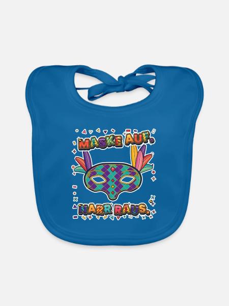 KARNEVAL MASKE AUF NARR RAUS - Baby Bio-Lätzchen - Pfauenblau