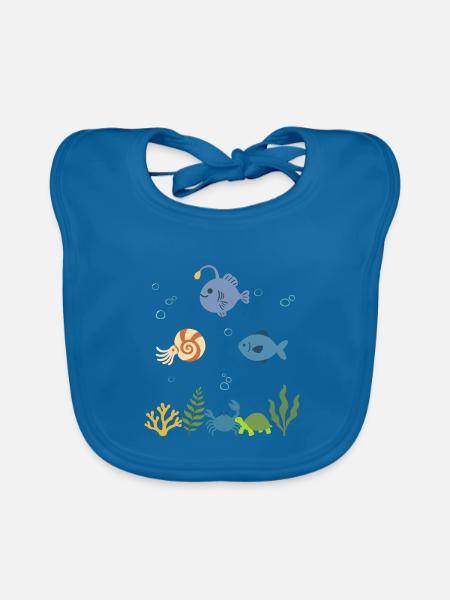 Seeteufel Unterwasser Kinder Nautilus Fisch Meer - Baby Bio-Lätzchen - Pfauenblau - Vorne