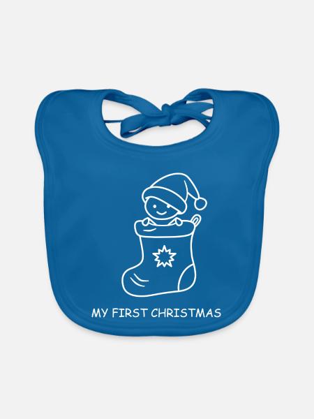 My First Christmas  - Baby Bio-Lätzchen - Pfauenblau