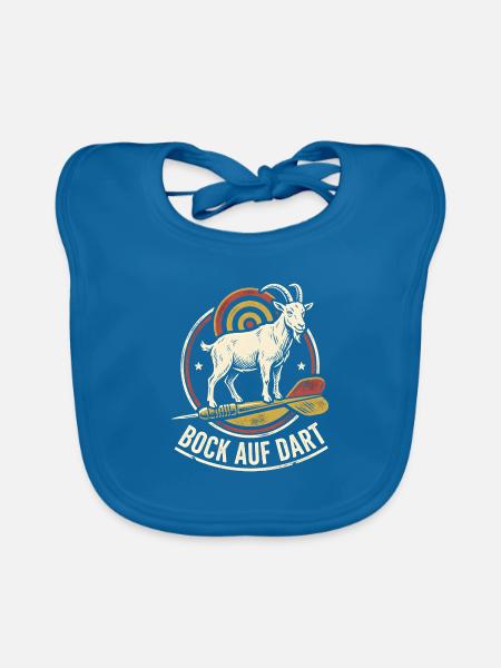 Bock Auf Dart Lustiger Ziegenbock Spruch Retro - Baby Bio-Lätzchen - Pfauenblau - Vorne