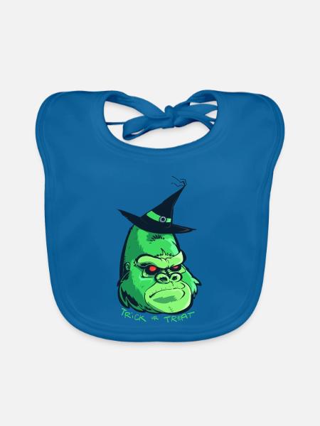 Halloween-Zombie-Gorilla - Baby Bio-Lätzchen - Pfauenblau