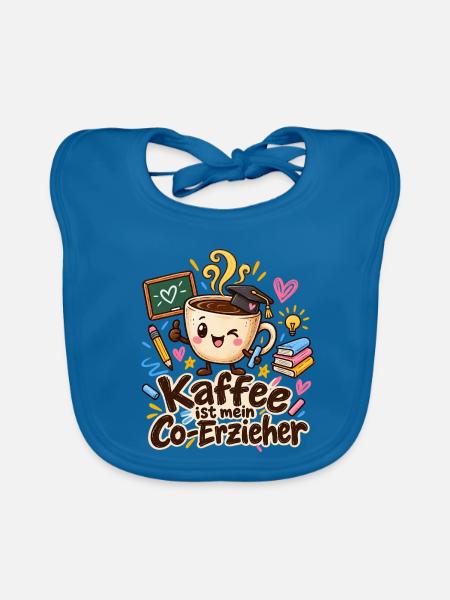 Kaffee als Co-Erzieher bunt - Baby Bio-Lätzchen - Pfauenblau