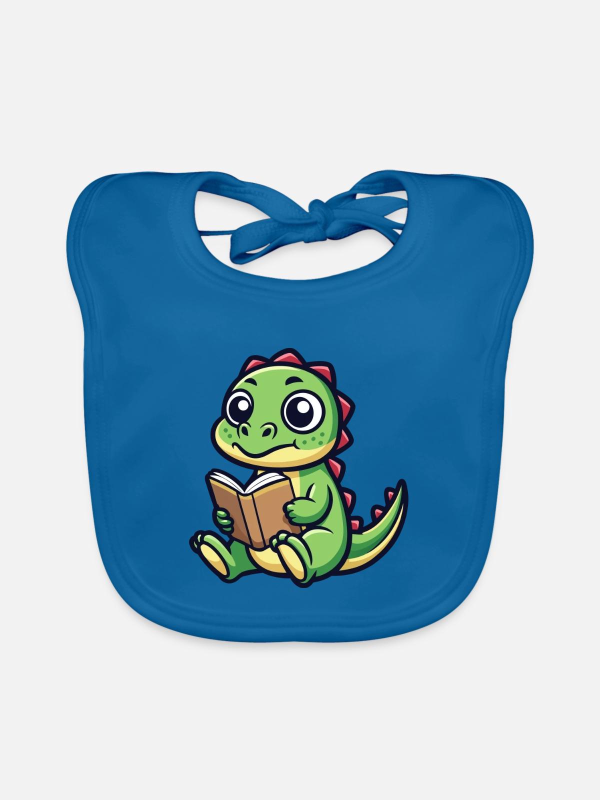 Reading Dinosaurier - Baby Bio-Lätzchen - Pfauenblau - Vorne