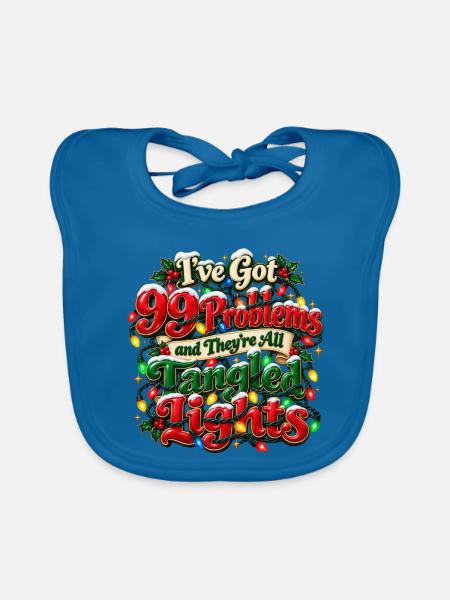Wortspiel mit verfilzten Weihnachtslichtern - Baby Bio-Lätzchen - Pfauenblau