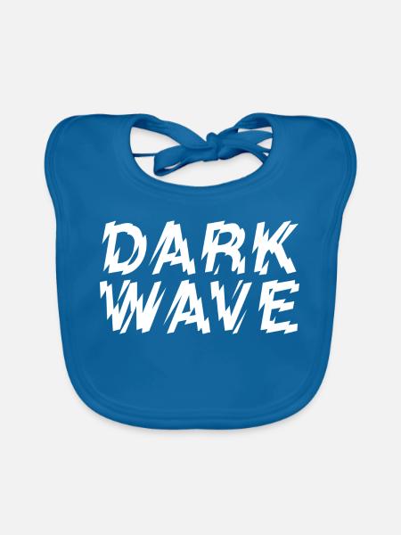 Dunkle Welle gezackter Text - Baby Bio-Lätzchen - Pfauenblau - Vorne