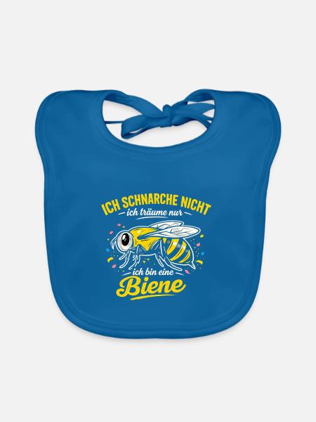 Ich schnarche nicht lustiger Bienenspruch - Baby Bio-Lätzchen - Pfauenblau