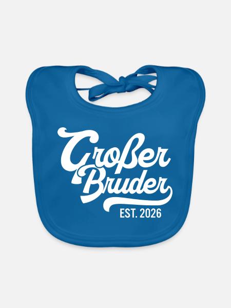Großer Bruder EST 2026 Retro - Baby Bio-Lätzchen - Pfauenblau