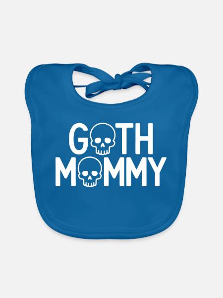 Goth-Mommy-Schädel-Typografie - Baby Bio-Lätzchen - Pfauenblau