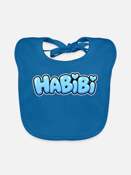 Habibi – Süßer Herz Schriftzug – Liebe - Baby Bio-Lätzchen - Pfauenblau