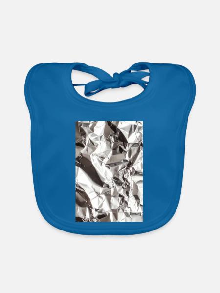 Zerknitterte Metallfolie Muster - Baby Bio-Lätzchen - Pfauenblau - Vorne