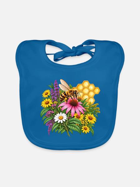 Bienengarten Blütenpracht - Baby Bio-Lätzchen - Pfauenblau