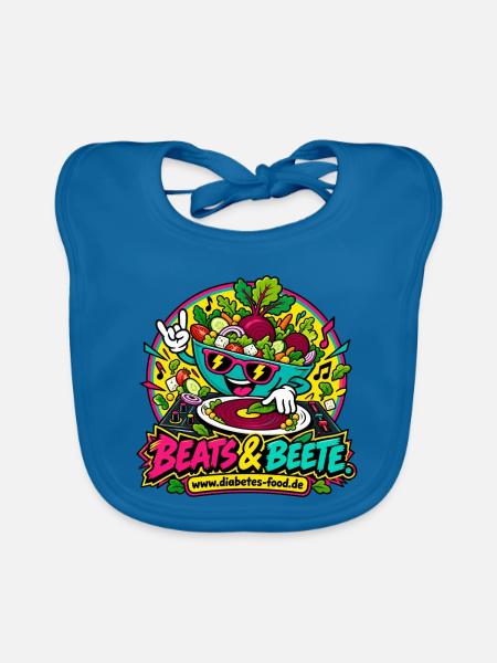 Beats & Beete: Gemüse-Rhythmus - Baby Bio-Lätzchen - Pfauenblau - Vorne