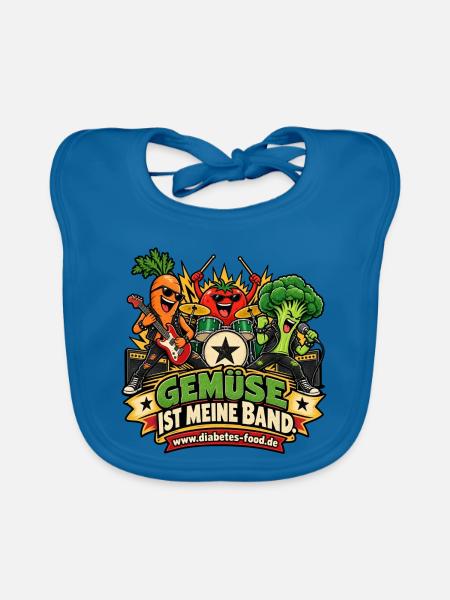 Gemüse ist meine Band – Diabetes Food - Baby Bio-Lätzchen - Pfauenblau