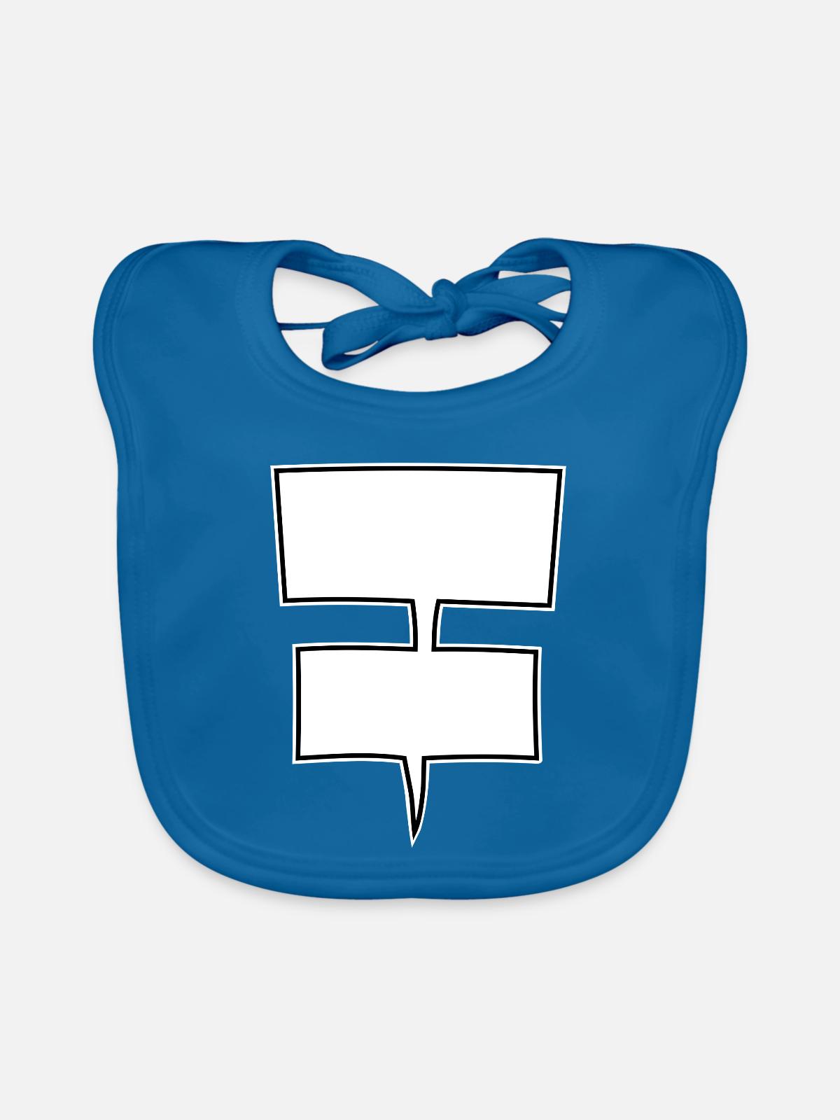 Doppel-Sprechblasen Comic-Style - Baby Bio-Lätzchen - Pfauenblau - Vorne