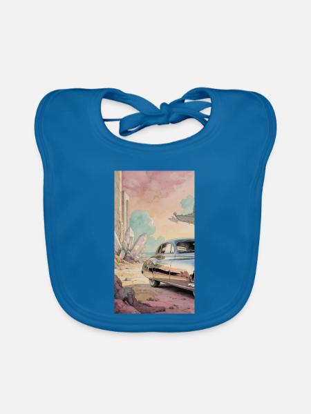 Retro Dream auf Pastelwüste - Baby Bio-Lätzchen - Pfauenblau