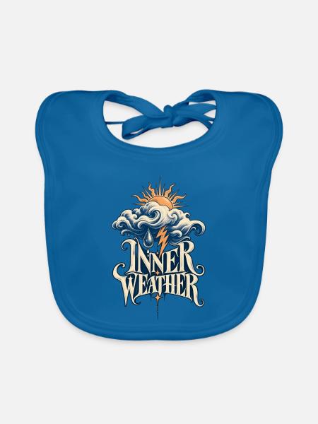 Inner Weather Vintage Storm - Baby Bio-Lätzchen - Pfauenblau - Vorne