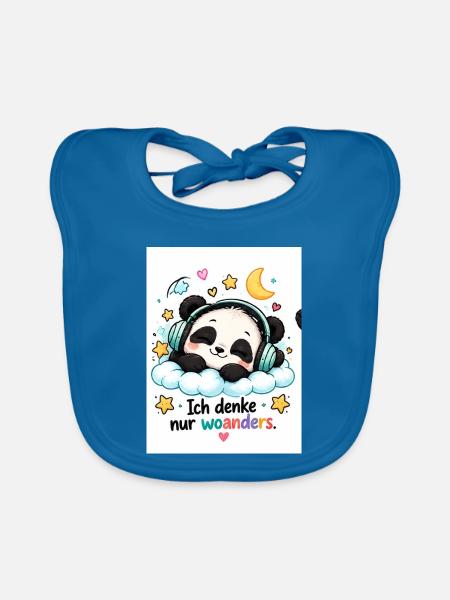 Panda Traum mit Kopfhörern - Baby Bio-Lätzchen - Pfauenblau