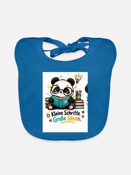 Kleine Schritte Große Ideen Panda - Baby Bio-Lätzchen - Pfauenblau