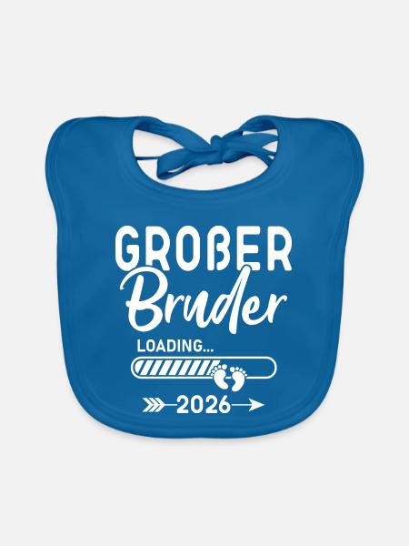 Großer Bruder Loading 2026 Spruch - Baby Bio-Lätzchen - Pfauenblau