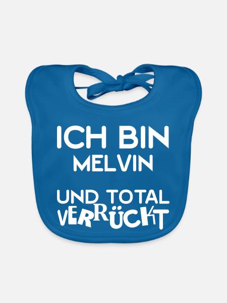 Geschenk für Melvin - Baby Bio-Lätzchen - Pfauenblau