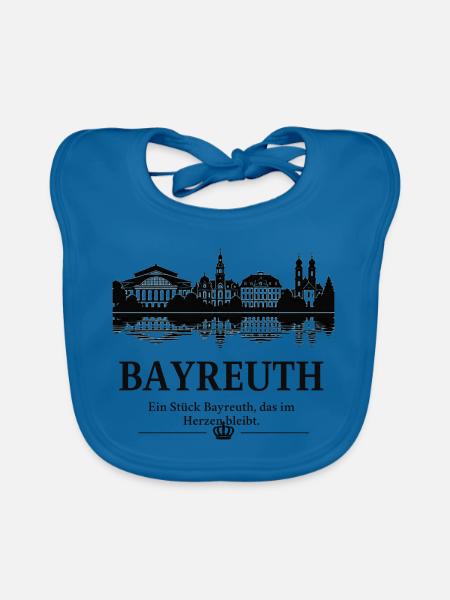 Bayreuth Skyline Silhouette - Baby Bio-Lätzchen - Pfauenblau - Vorne