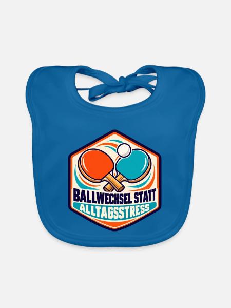 Tischtennis – Ballwechsel statt Alltagsstress - Baby Bio-Lätzchen - Pfauenblau - Vorne