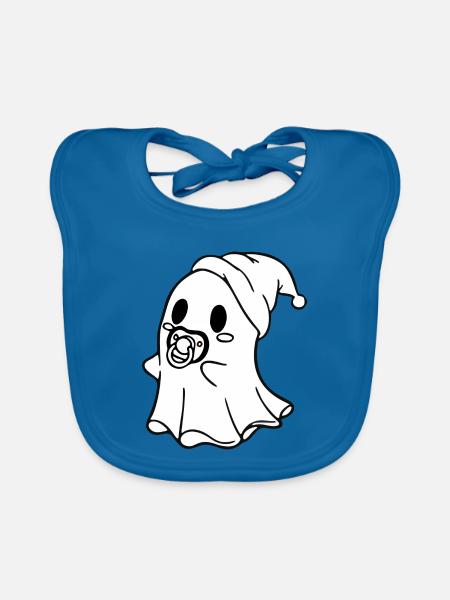 Baby-Geist-Halloween - Baby Bio-Lätzchen - Pfauenblau - Vorne