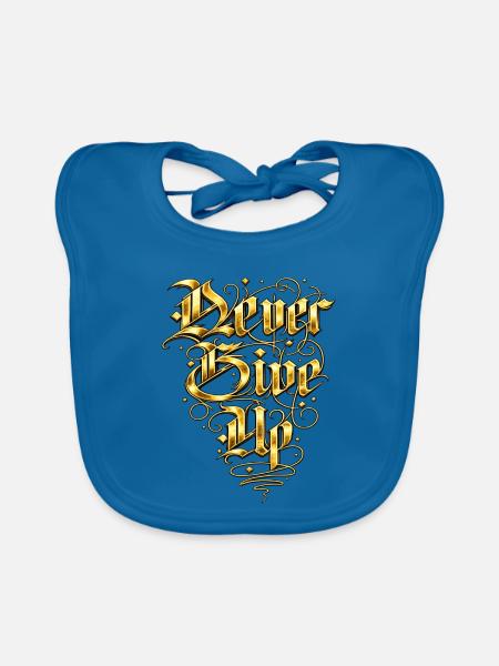 Goldene Ornament-Schrift Artwork - Baby Bio-Lätzchen - Pfauenblau - Vorne
