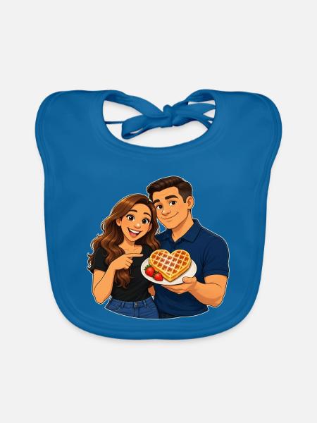 Herzförmiges Waffel-Liebesdate - Baby Bio-Lätzchen - Pfauenblau - Vorne