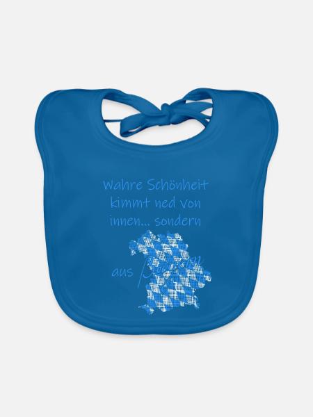 Wahre Schönheit aus Bayern - Baby Bio-Lätzchen - Pfauenblau - Vorne