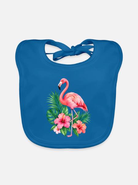 Niedlicher Flamingo Süße Flamingos - Baby Bio-Lätzchen - Pfauenblau - Vorne