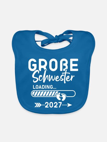 Große Schwester 2027 Loading Baby - Baby Bio-Lätzchen - Pfauenblau