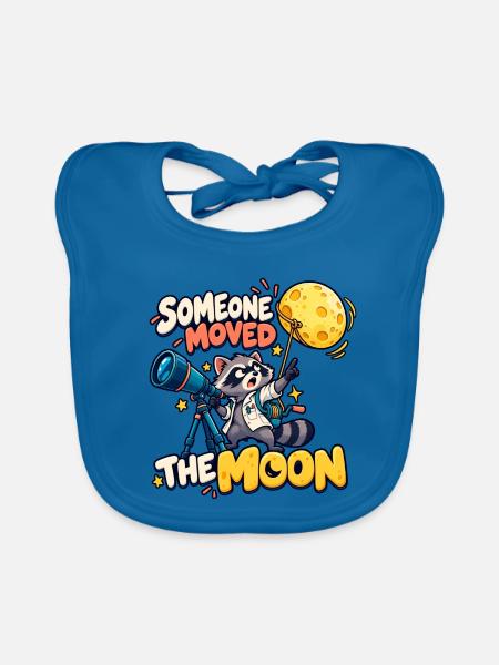 Jemand hat den Mond bewegt - Baby Bio-Lätzchen - Pfauenblau - Vorne
