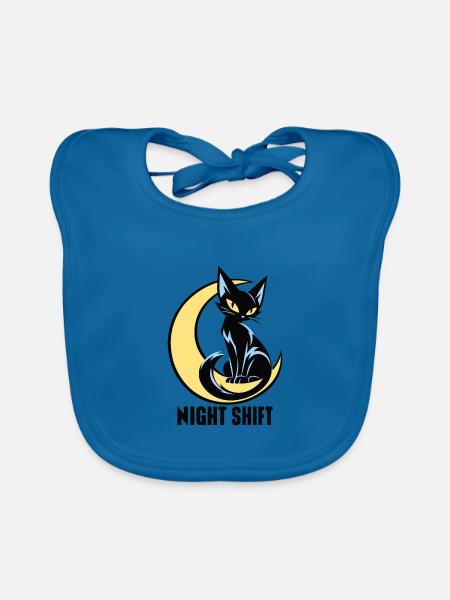 Mondkatze Nachtlicht - Baby Bio-Lätzchen - Pfauenblau - Vorne
