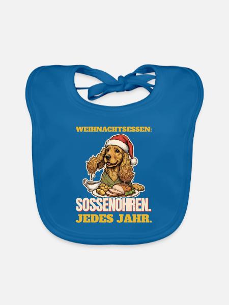 Soßenohren beim Weihnachtsessen - Baby Bio-Lätzchen - Pfauenblau - Vorne