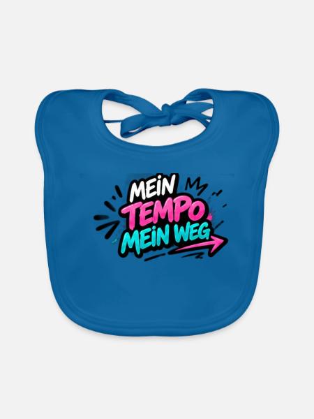 Mein Tempo Mein Weg Neon Grafik - Baby Bio-Lätzchen - Pfauenblau