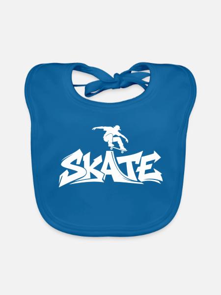 Skater Streetstyle - Baby Bio-Lätzchen - Pfauenblau - Vorne