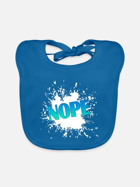 NOPE Farb Spritz-Design - Baby Bio-Lätzchen - Pfauenblau - Vorne