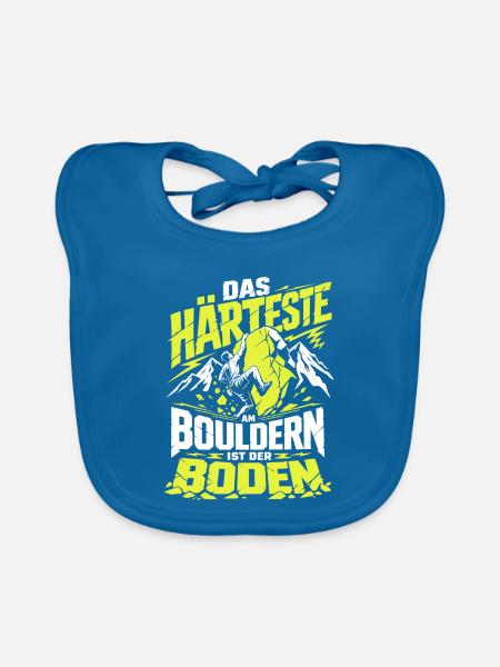 Härteste am Bouldern ist der Boden - Baby Bio-Lätzchen - Pfauenblau - Vorne