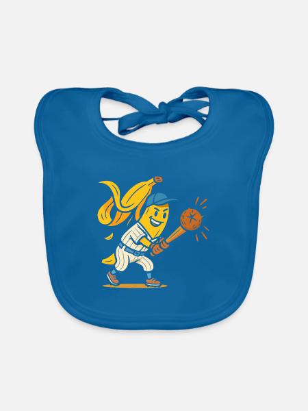 Baseball Banana - Baby Bio-Lätzchen - Pfauenblau - Vorne