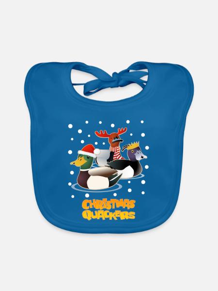 Weihnachtsquacker – Weihnachtsenten - Baby Bio-Lätzchen - Pfauenblau