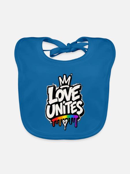 Love Unites - Baby Bio-Lätzchen - Pfauenblau