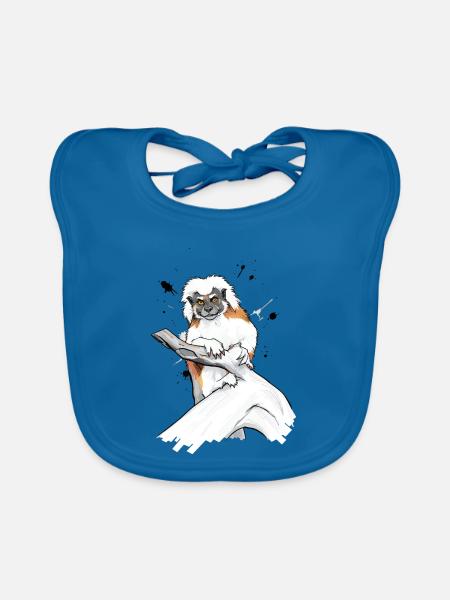 Lemur auf Ast - Baby Bio-Lätzchen - Pfauenblau