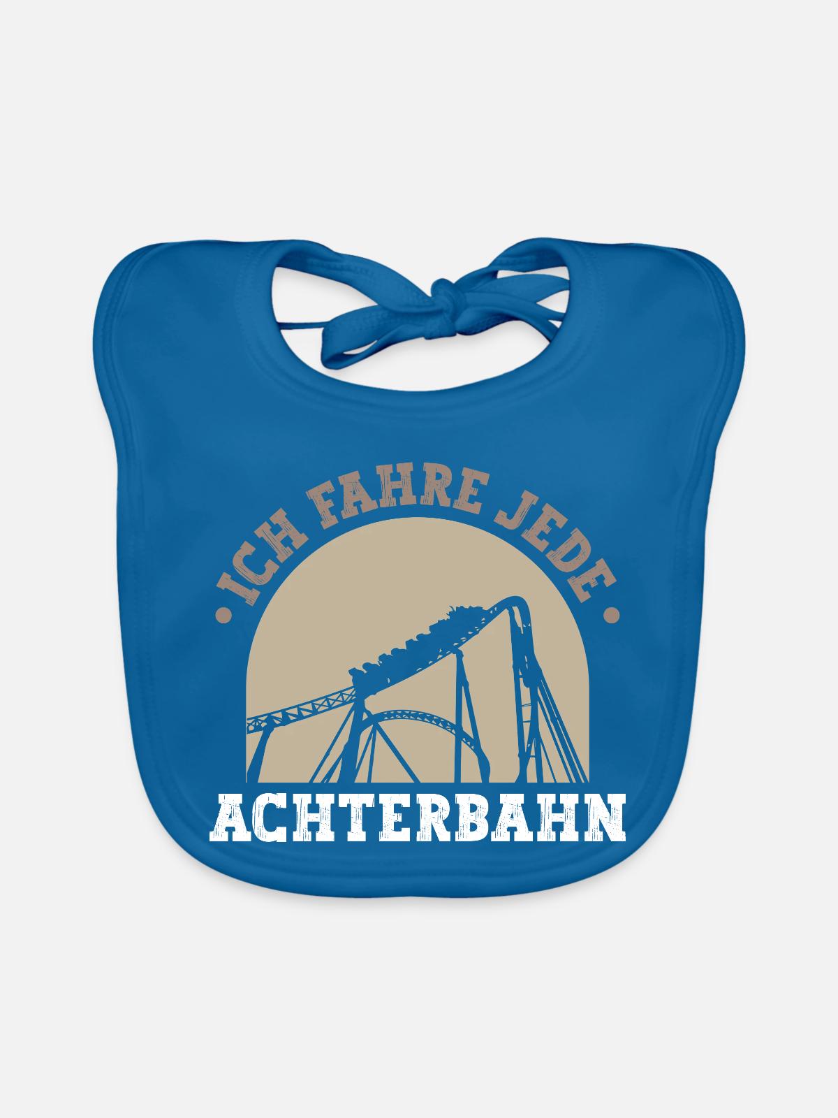 Achterbahn Silhouette - Baby Bio-Lätzchen - Pfauenblau - Vorne