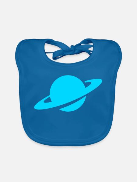 Blauer Ringplanet - Baby Bio-Lätzchen - Pfauenblau - Vorne