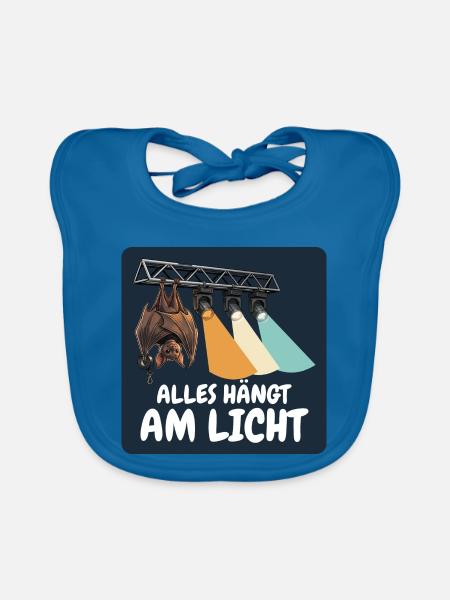 Alles hängt am Licht – Lichttechniker - Baby Bio-Lätzchen - Pfauenblau - Vorne