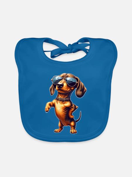 Sonnenbrillen Dackel Style - Baby Bio-Lätzchen - Pfauenblau