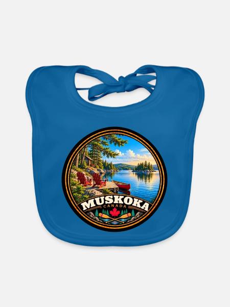 Muskoka Kanada Natur Wald Landschaft Urlaub - Baby Bio-Lätzchen - Pfauenblau - Vorne
